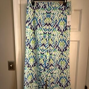 Soft Surroundings Blue and Green Wide Leg Pants